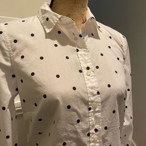 J. Crew black polka dot button down shirt size 6